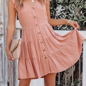 Altar’d State midi Dress size medium. Dusty peach. Style EM5991